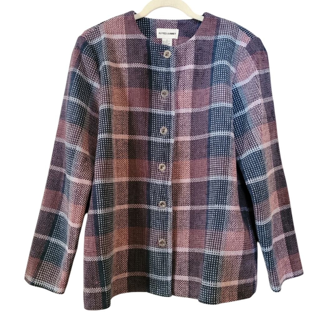 Alfred Dunner Multicolor Tweed Lightweight Jacket Size 12